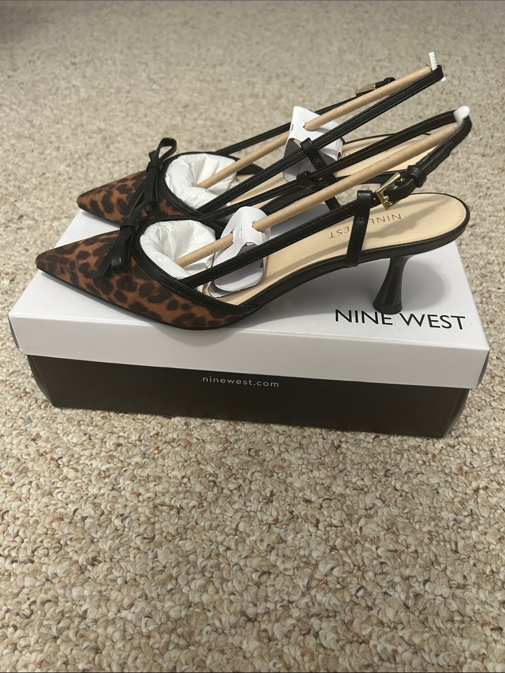 Nine West Leopard Print Slingback Kitten Heels - 2 1/4” heel height